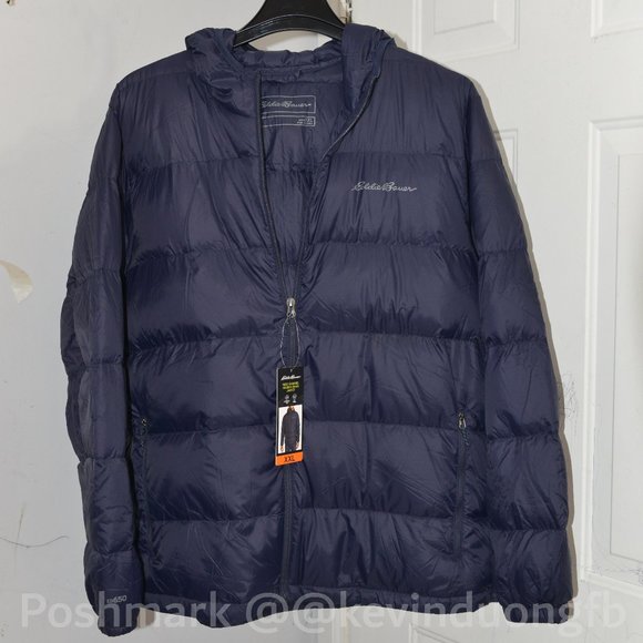 - Men’s Hooded Down Blue Jacket Eddie Bauer - Picture 1 of 9